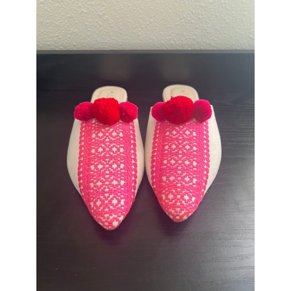 Anthropologie Pompom Embroidered Mule Slides - Picture 3 of 6